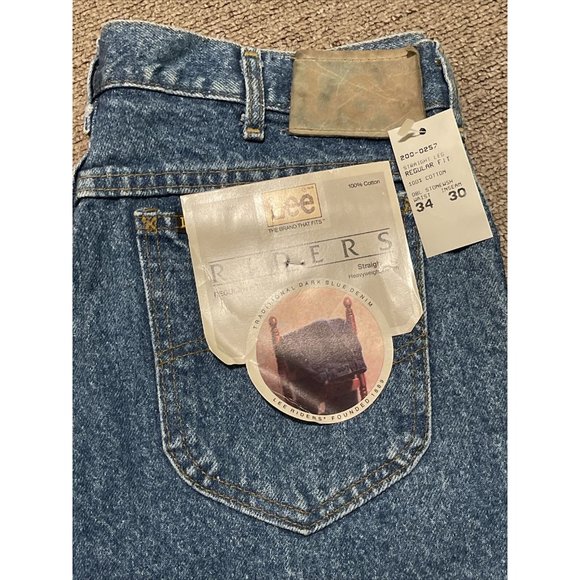 Vintage 80s Mens 34x30 Lee Riders Straight Leg Reg Fit Union Made Denim Jeans - Picture 4 of 12